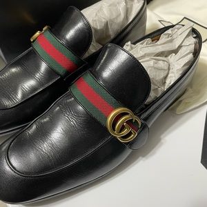 Gucci Authentic Donnie Double GG Black Leather Loafers Mens UK 9.5 Fits US 10